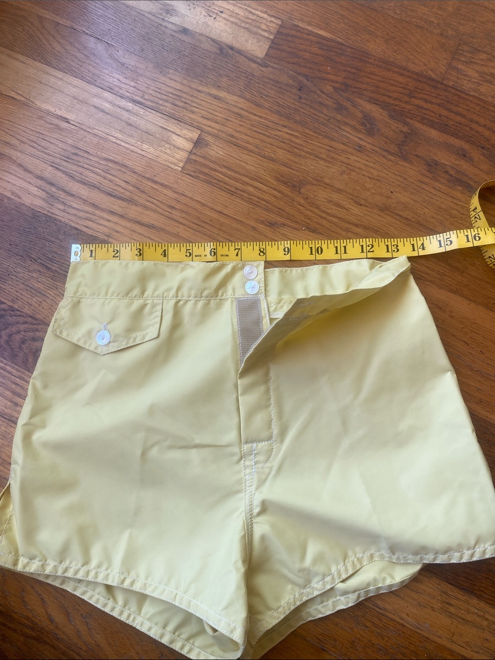 Birdwell Pale Yellow High-Waist Swim Shorts